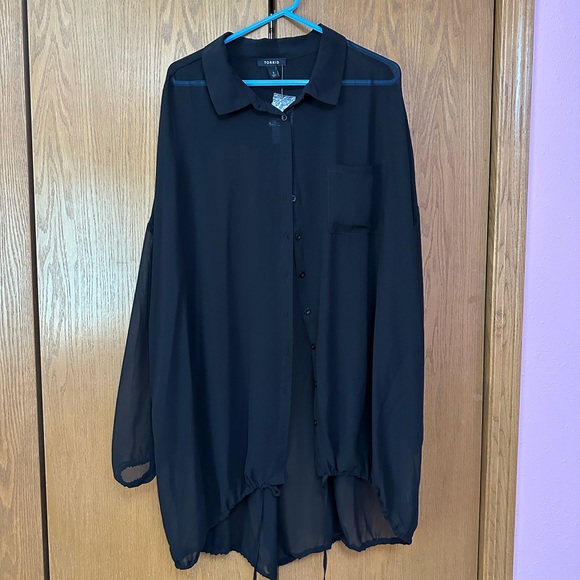 torrid Other - Torrid Black Sheer Button-Down Shirt